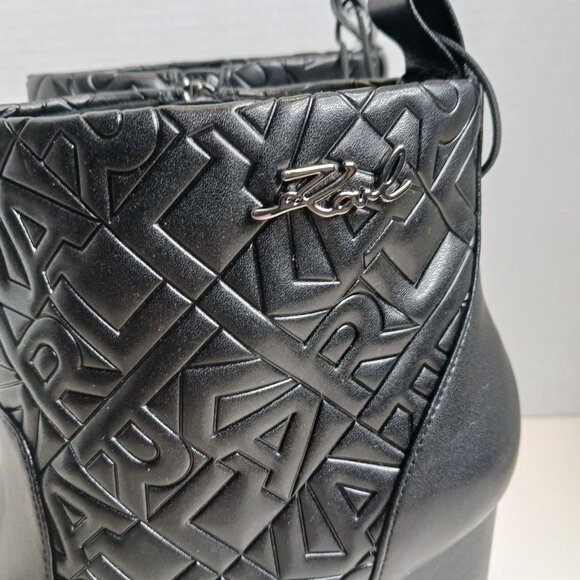 Karl Lagerfeld Paris Petria Black Ankle Boot size 11M - Picture 3 of 12